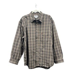 Carhartt Plaid Brown XL Men's Button Up Shirt 100%‎ Cotton